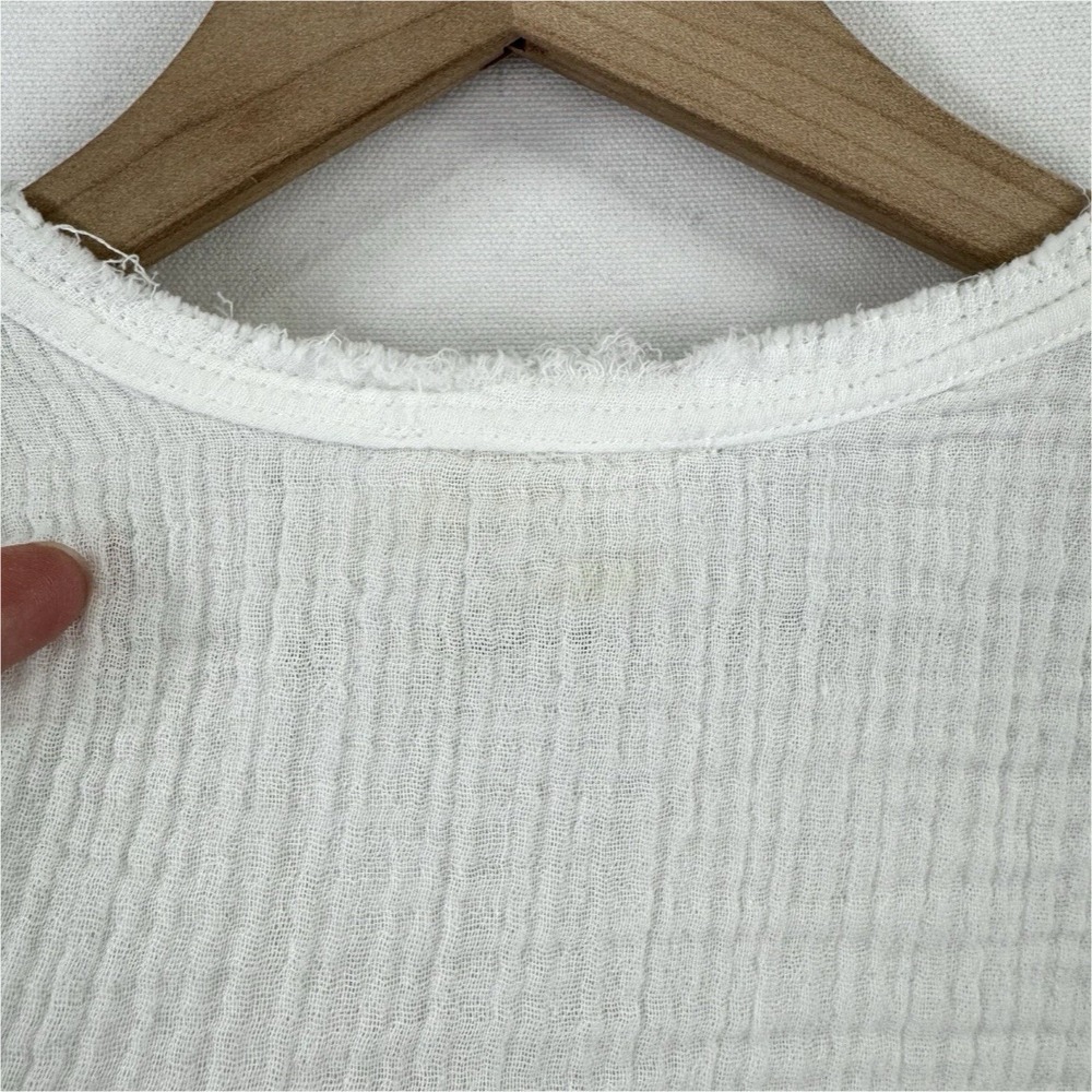 Gauzy White Cotton Top Womens‎ Large Beachy Relaxed Boho Tropical Breathable - Picture 16 of 16